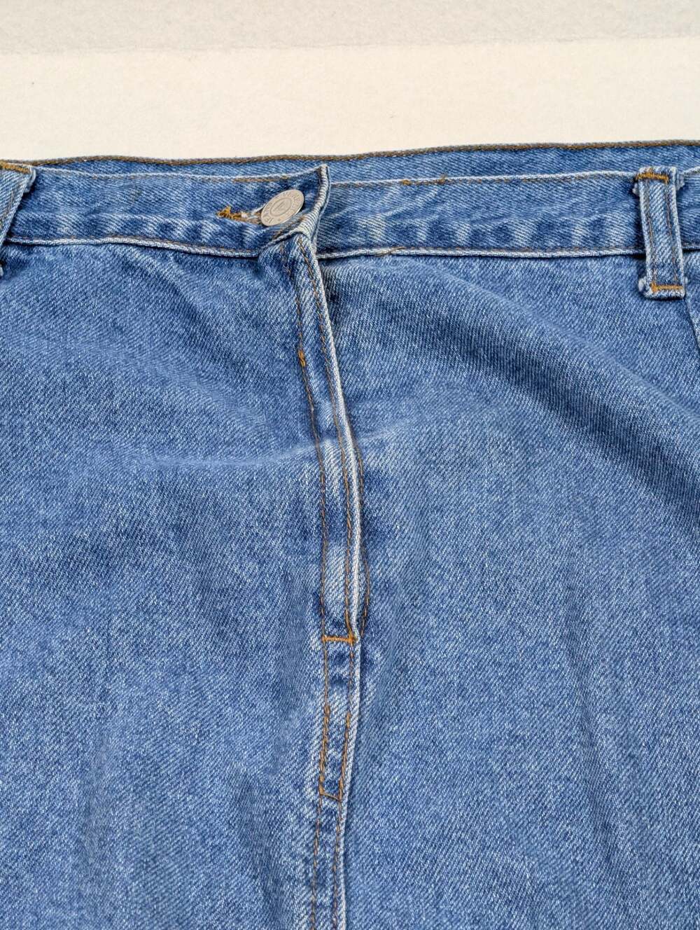 Venezia Jeans Vintage Midi Denim Skirt with Front Slit - Picture 3 of 8